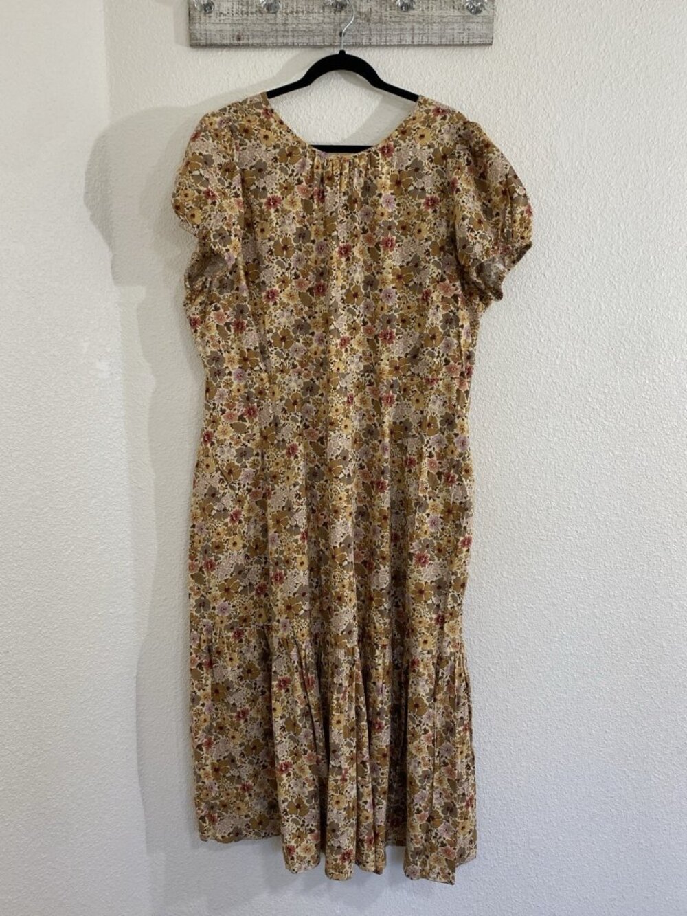Madewell Womens Libby Puff Sleeve Open Back Midi Dress Floral Cottage 22W - Picture 8 of 16